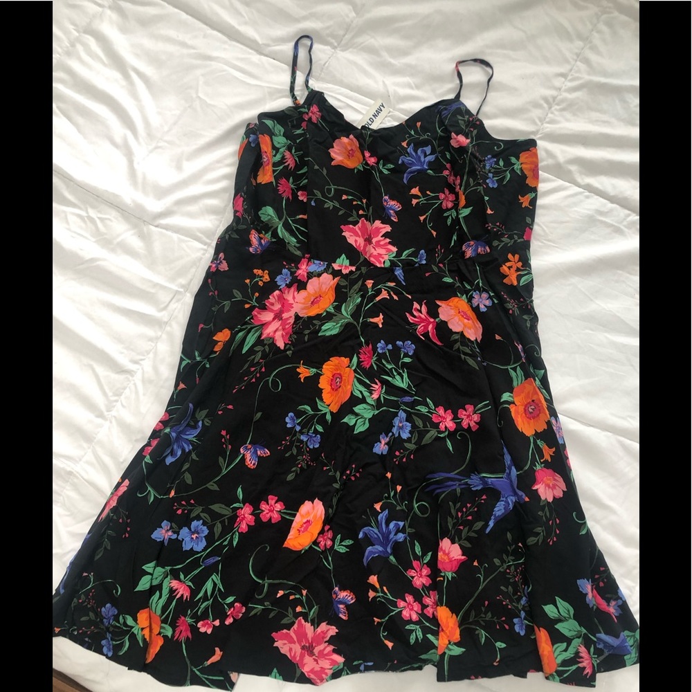 Women’s XL old navy black floral cami dress
